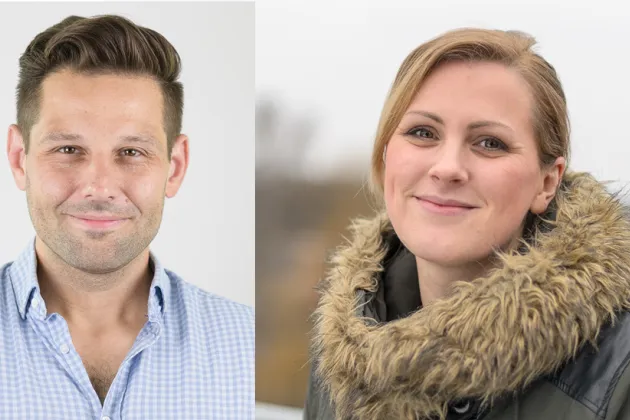 Porträtt av Michael Bok och Cecilia Nilsson. Foto.